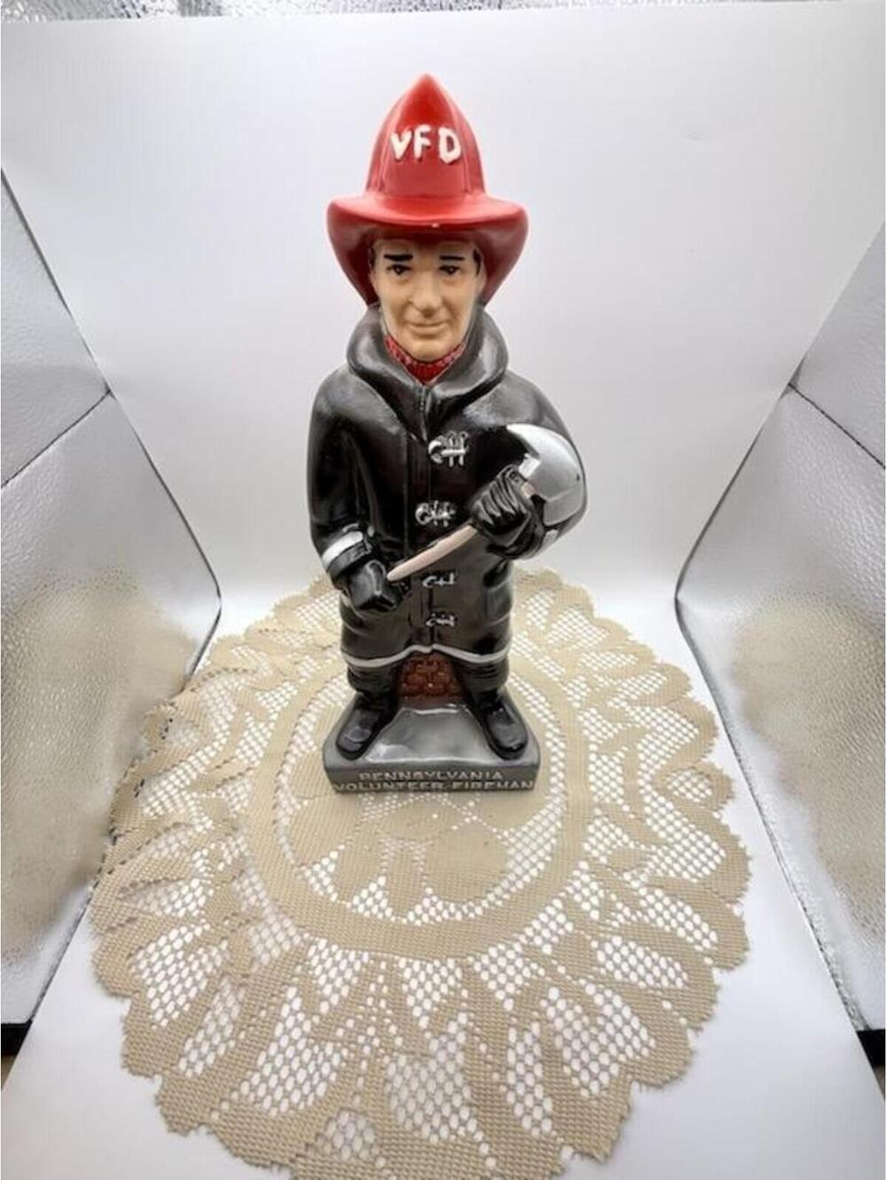 Vintage 1980 Pennsylvania Volunteer Fireman Whiskey Decanter VFD Empty Bottle